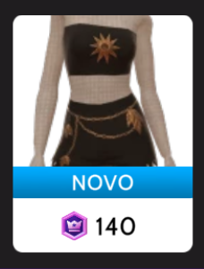 Traje de crochê preto e correntes bronze da Ikon