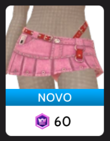 Saia jeans rosa com cinto vermelho da Cloud Nine