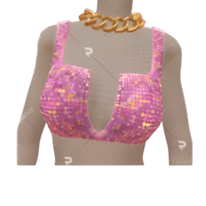 Top Cropped Pixelado com Decote V Profundo Cloud Nine