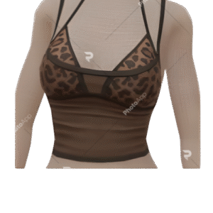 Camiseta preta de malha com sutiฤ com estampa de leopardo da Drop Science