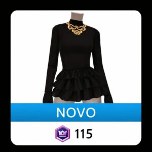 Vestido Preto com Babados Ikon Elite