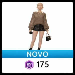 Suéter Tricotado e Saia de Couro Estilo Sereia Cloud Nine