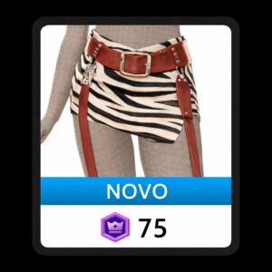 Saia com Estampa de Zebra com Tiras de Couro da Front Row