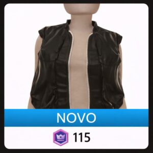 Jaqueta Preta Cropped Sem Mangas Brilhante Front Row - item masculino