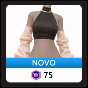 Blusa Gola Alta Preta com Mangas em Tricô Branca da Front Row