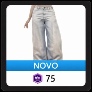 Calça Denim Azul Claro com Cinto de Estampa de Zebra da Front Row